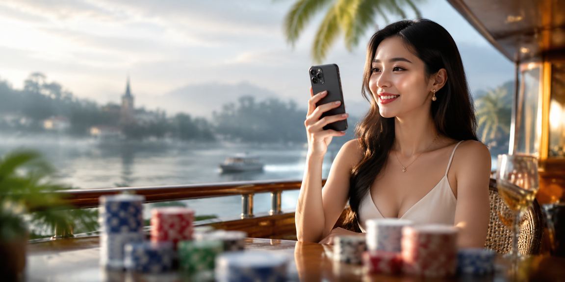 Người chơi sử dụng điện thoại di động để trải nghiệm khuyến mãi và casino tại Đà Lạt