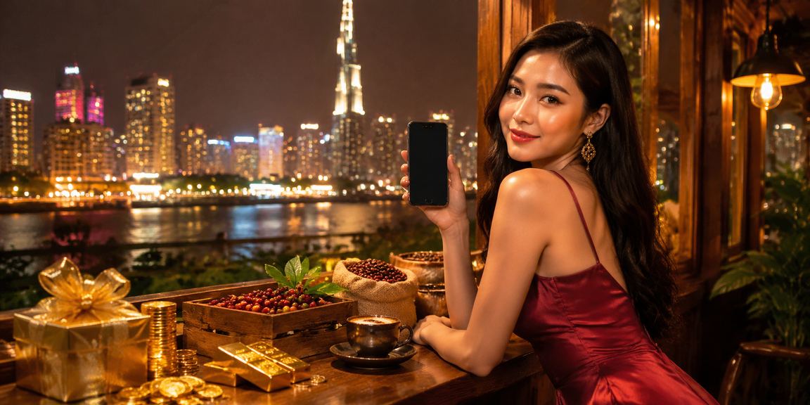 Người dùng Hồ Chí Minh thưởng thức cà phê và nhận thưởng đăng ký trực tuyến