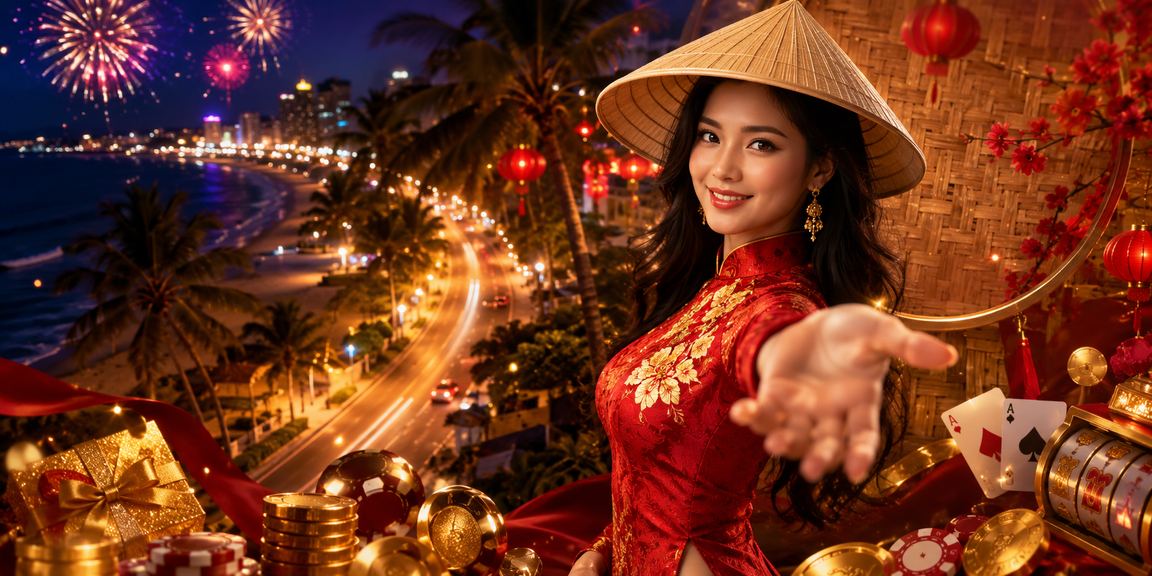 Người phụ nữ đội nón lá trải nghiệm casino trực tuyến tại Mũi Né